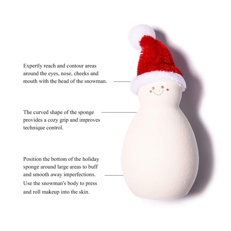 [Australia] - BASEBLUE Holiday Snowman Makeup Sponge | Naturally Blend, Contour and Stipple All Makeup Formulas | For Festive Glam Beauty [CREAM] 