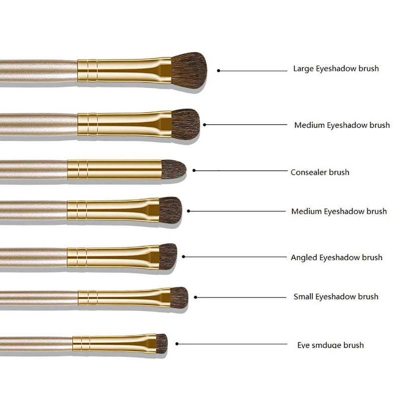 [Australia] - BANFI Make up Eye Brush Set,Eyeshadow Brush Set Eyeliner Blending Brush Makeup Natural Pony Hair Brushes 7 Pcs,Cosmetic Beauty Tool GOLD 