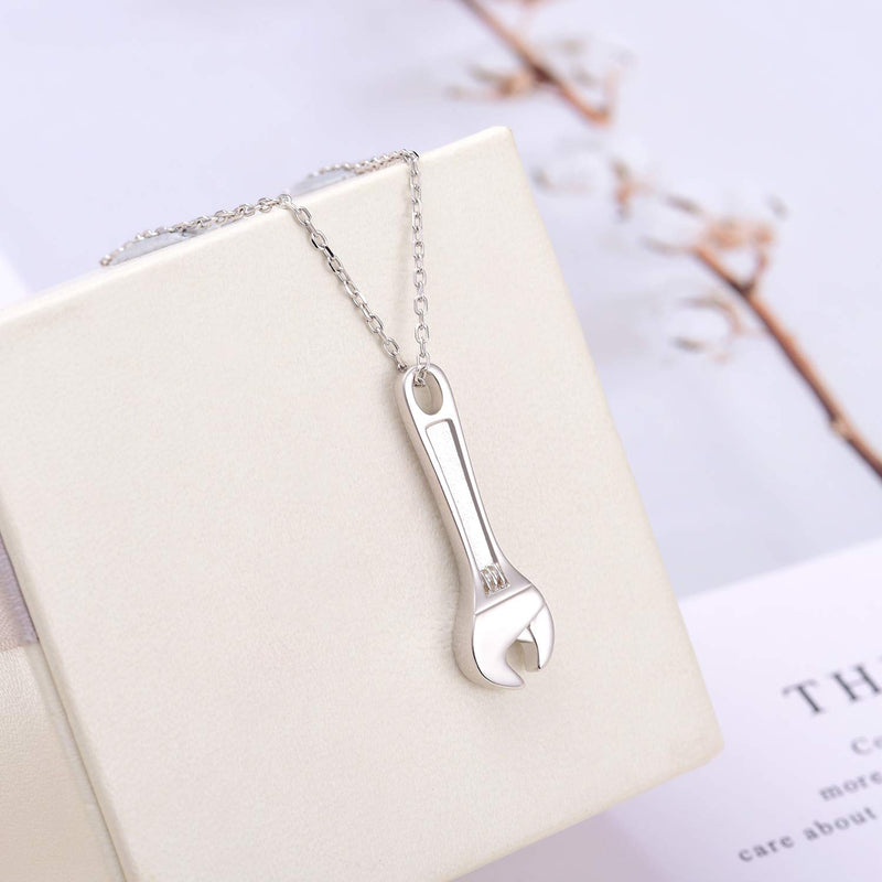 [Australia] - Jinlou Tool Wrench Urn Pendant Necklace for ashes Sterling Silver Keepsake Memorial Cremation Jewelry Urn Necklace for Human/Man/Women 