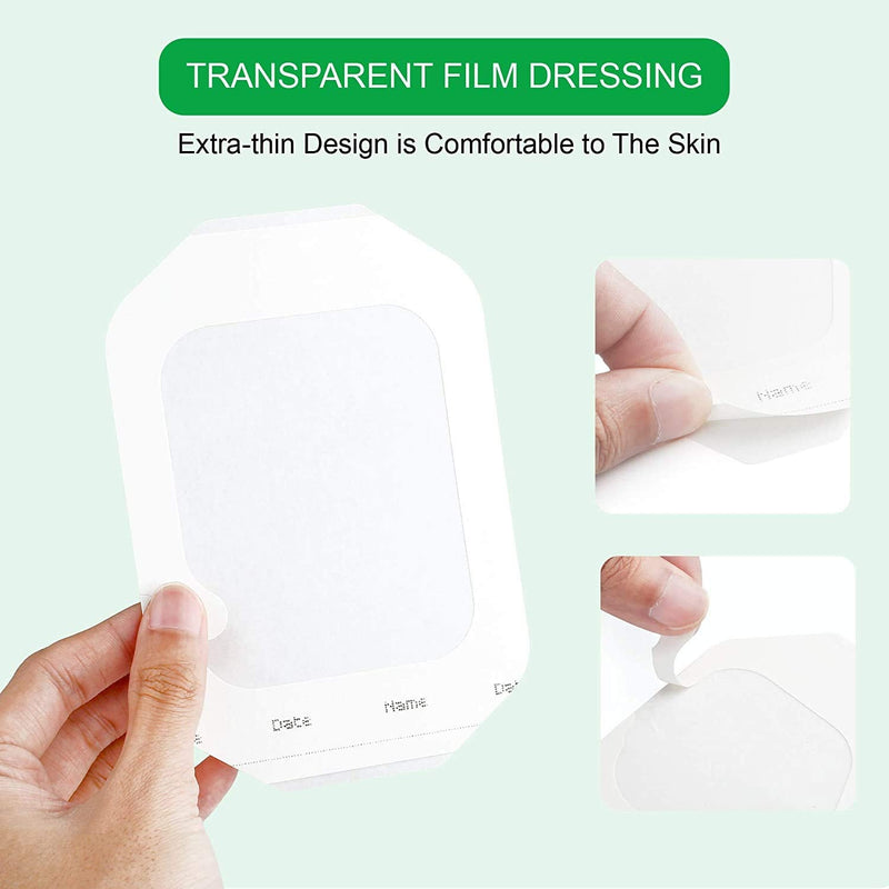 [Australia] - LotFancy Waterproof Dressings for Wounds Transparent Clear Invisible Adhesive Large Plasters Breathable Film Dressing, 48PCS, 10x12 cm 48 