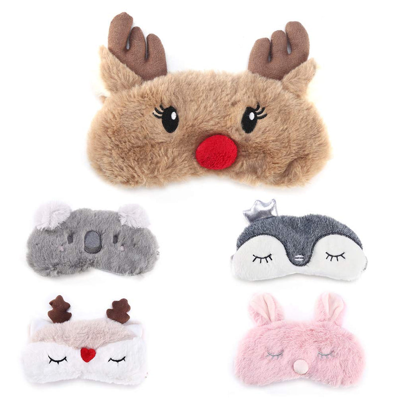 [Australia] - Christmas Sleeping Mask Cute Animal Eye Cover Sleeping Mask Deer Winter Carton Nap Eye Shade Mask for Girls Women Adult(Elk) Elk 