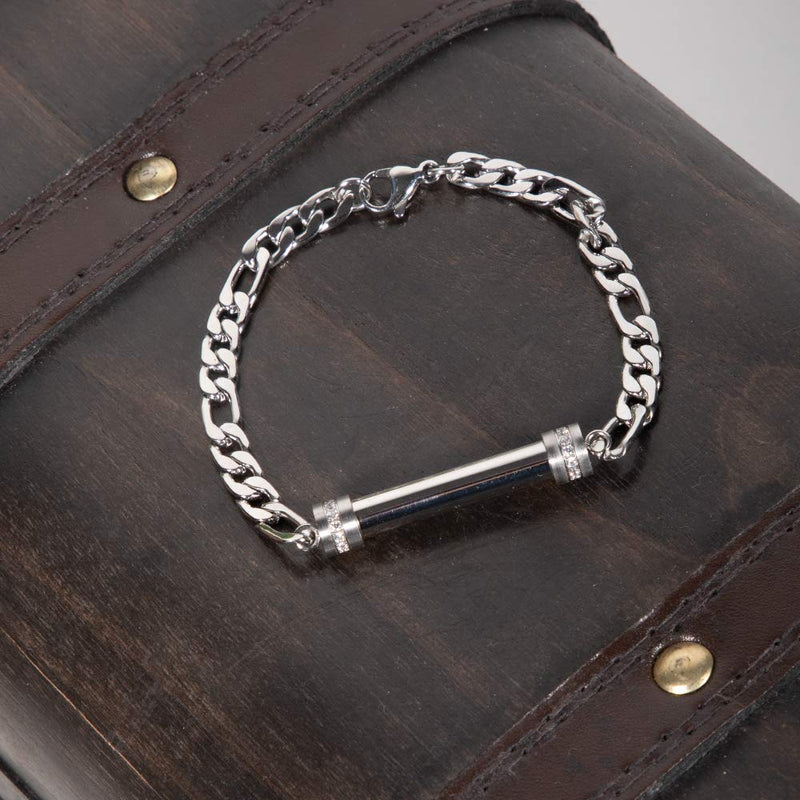 [Australia] - LYFML Cylinder Cremation Jewelry Bracelet for Ashes, Memorial Urn Ashes Holder Bangle Made of 316L Stainless Steel, Inlaid with Crystals Come with Free Fill Kit Support for Customization 