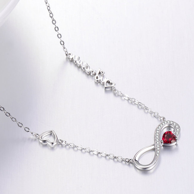 [Australia] - Ruby Necklace for Women Teen Girls Birthday Gifts Jewelry for Mom Wife Sterling Silver Love You Forever Infinity Necklace Gifts for Her Anniversary 