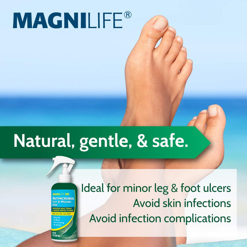 [Australia] - MagniLife DB Antimicrobial Foot and Wound Spray, No-Rinse Topical for Irritation, Cuts and Abrasions, Suitable for Diabetic Skin, Alcohol-Free - 8oz 