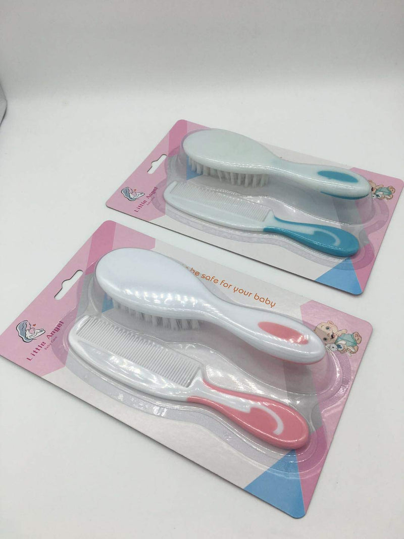 [Australia] - Little Angel Baby Brush and Comb Set,Super Soft Brush for Newborns and Toddlers,Pink 