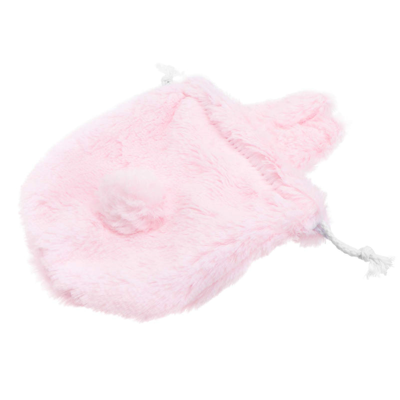 [Australia] - Lurrose Cute Fluffy Plush Bunny Storage Bags with Drawstring,10 x 7 inch (Pink) 