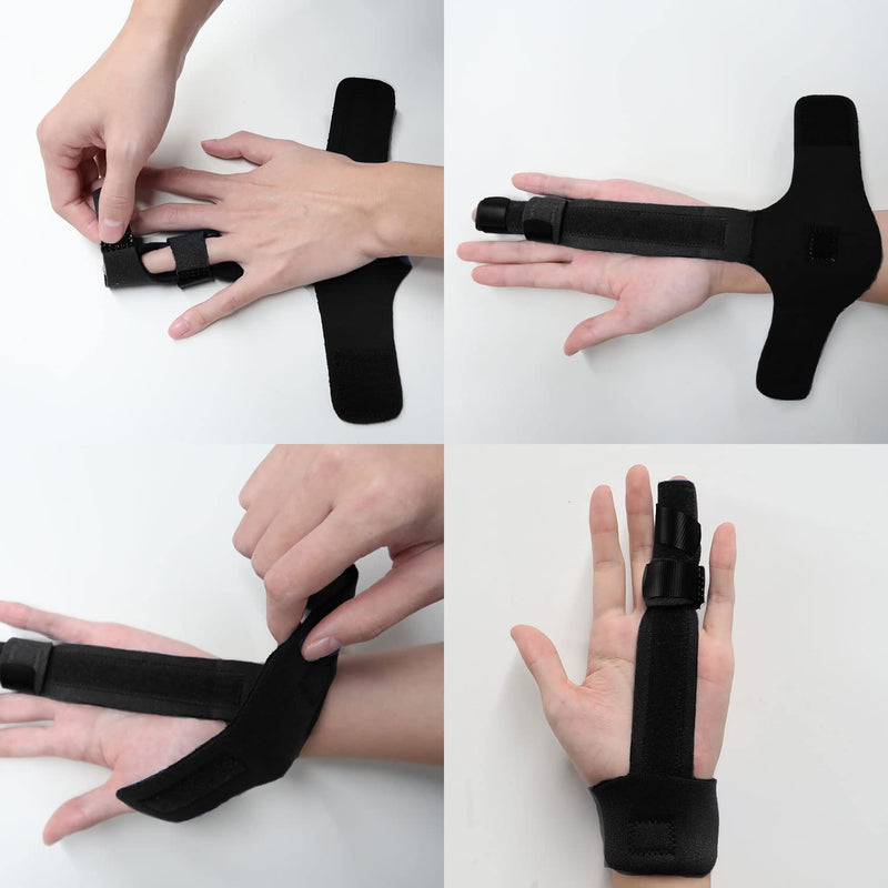 [Australia] - Finger Splint - Corpower Finger Extension Splint for Trigger Finger, Mallet Finger, Finger Knuckle Immobilization, Finger Fractures, Pain Relief from Stenosing Tenosynovitis - Finger Brace for Trigger (Black) Black 