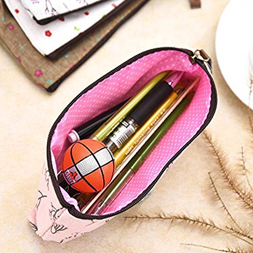 [Australia] - Onwon 4 Pieces Makeup Bag/Travel Cosmetic Pouch Handbag Canvas Countryside Flower Floral Printing Pencil&Pen Cases 