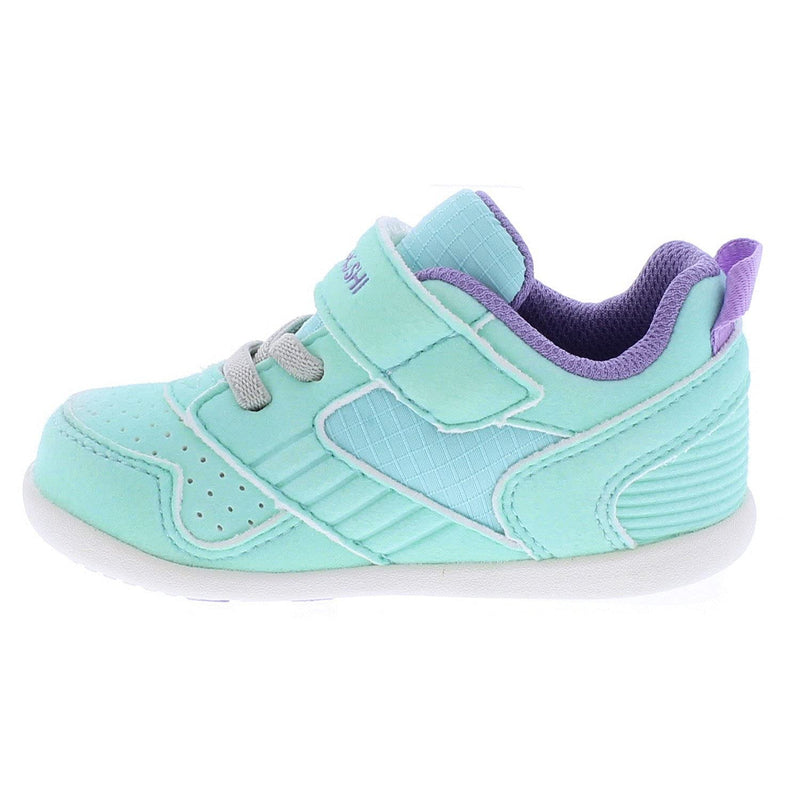 [Australia] - TSUKIHOSHI 2510 Racer Strap-Closure Machine-Washable Baby Sneaker Shoe with Wide Toe Box and Slip-Resistant, Non-Marking Outsole - for Infants and Toddlers, Ages 0-4 3.5 Infant Mint/Lavender 