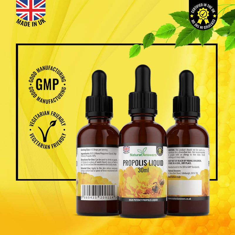 [Australia] - Bee Propolis Liquid 30ml (1 Bottle) Alcohol-Free Propolis Liquid Extract Tincture Skin Healing Throat and Mouth Health by Natural Answers. - 1 