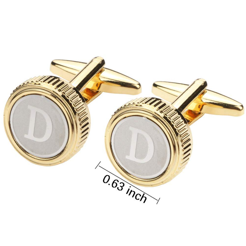 [Australia] - GWD Mens Cufflinks Tie clips set Set Shirt Classic Initials Alphabet A-Z Gift Box (Cufflinks Tie Clip Set) D 