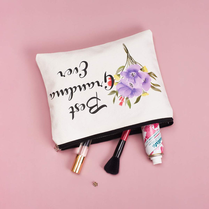 [Australia] - Grandma Gifts Best Grandma Ever Makeup Bag Grandmother Birthday Gifts Nana Gift for Mom from Granddaughter Mother's Day Gifts Cosmetic Bag Travel Makeup Pouch 