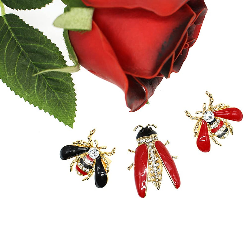 [Australia] - 3 Pack Cute Bee Brooch Pin Set Enamel Crystal Animal Lapel Brooches Novelty Funny Pins Badges for Women Girls Boys Clothing Bags Backpacks Jackets Hat Style 1 