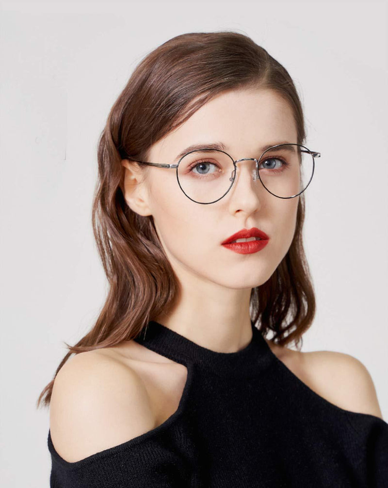 [Australia] - ADEWU Men&Women Retro Round Glasses with Slender Metal Frame Silver 