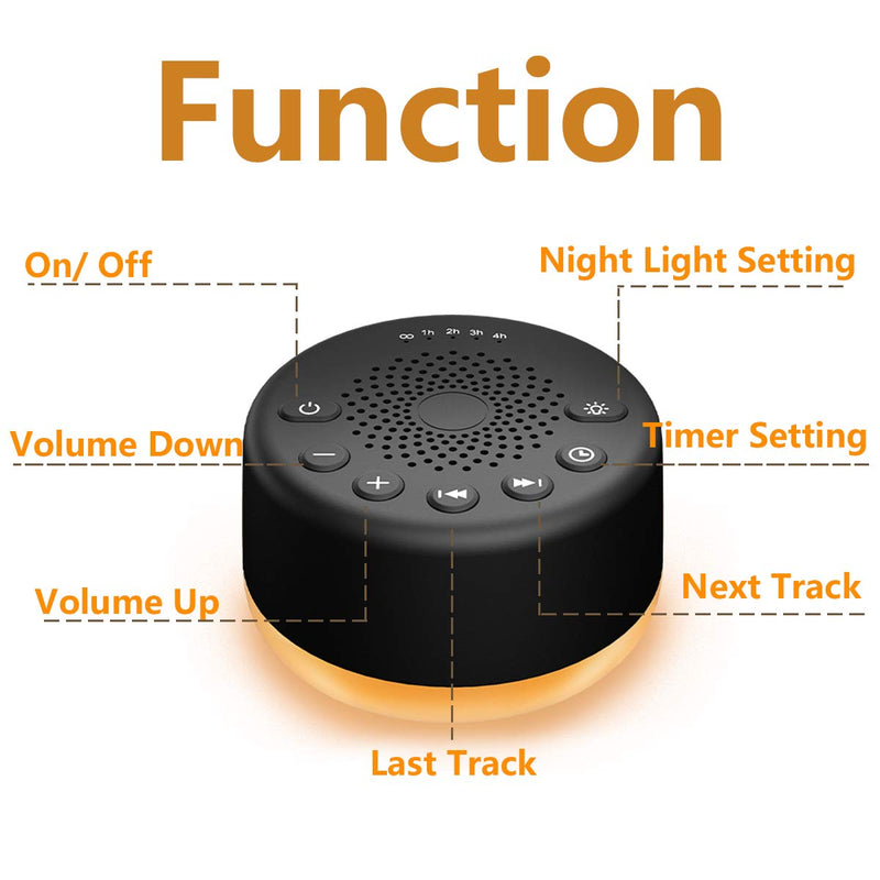 [Australia] - White Noise Machine Easysleep Sleep Sound Machine 25 Sounds 5 Timer 32 Volume Baby Kids Adults for Sleeping with 4 Adjustable Brightness Black With Light 