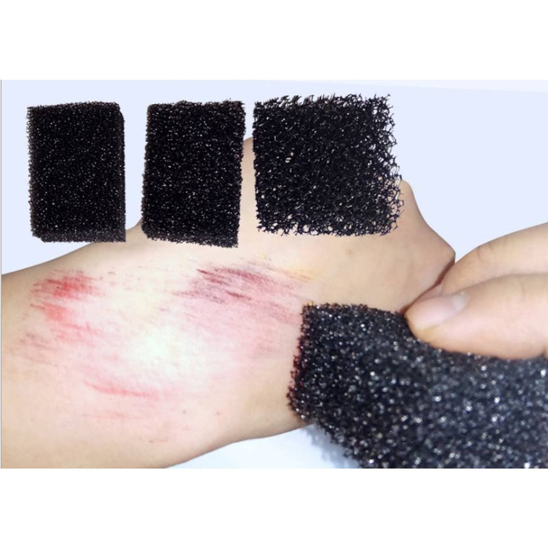 [Australia] - 4 Pieces Stipple Sponges Halloween Makeup Xmas Scar Stubble Wound Cosplay Art Shaping Chic Effects, Different Size of The Hole, Black 