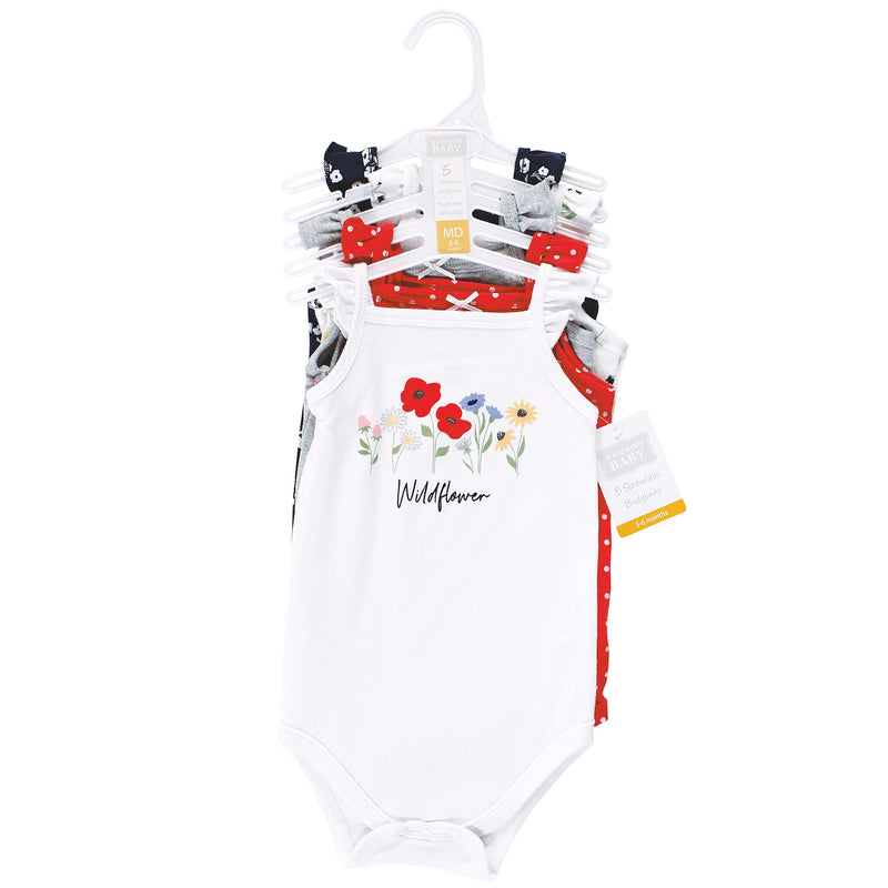 [Australia] - Hudson Baby Unisex Baby Cotton Sleeveless Bodysuits 0-3 Months Wildflower 