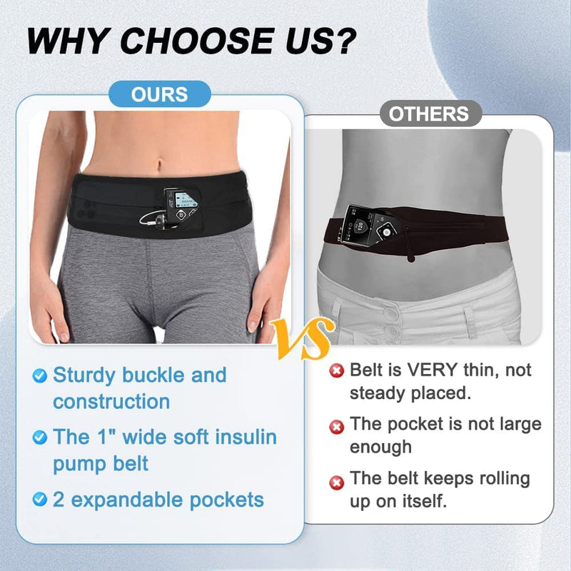 [Australia] - Comfortable No Bounce Lightweight Medical Wide Band Holder Accessories for Men Women Diabetic Belt for Running or Travel Adjustable Insulin Pump Belt 