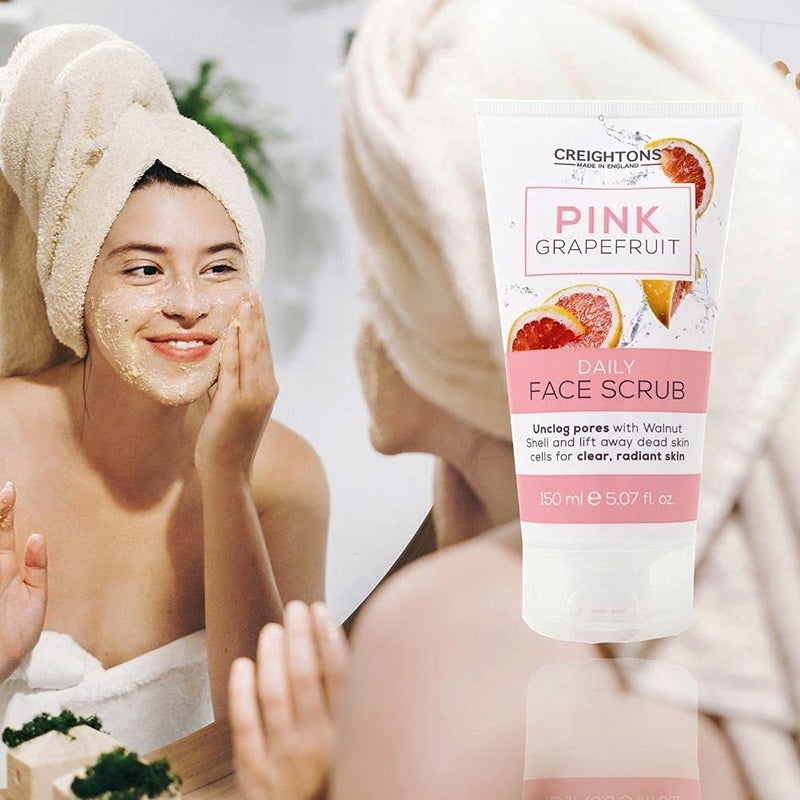 [Australia] - Creightons Pink Grapefruit Daily Face Scrub (150ml) - Unclog pores with Walnut Shell and lift away dead skin cells for clear, radiant skin. Dermatologically tested. 