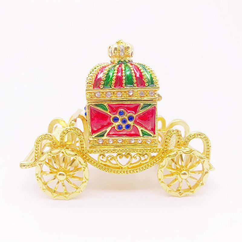 [Australia] - Gishima Decorative Royal Carriage Figurine Trinket Box Hand-Painted Enameled Collectible Hinged Trinket Jewelry Box 