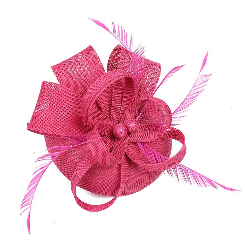 [Australia] - BUYITNOW Charming Feather Fascinators Headband Netting Mesh Hair Band for Wedding Cocktail Hat Party Derby Royal Banquet Rose 