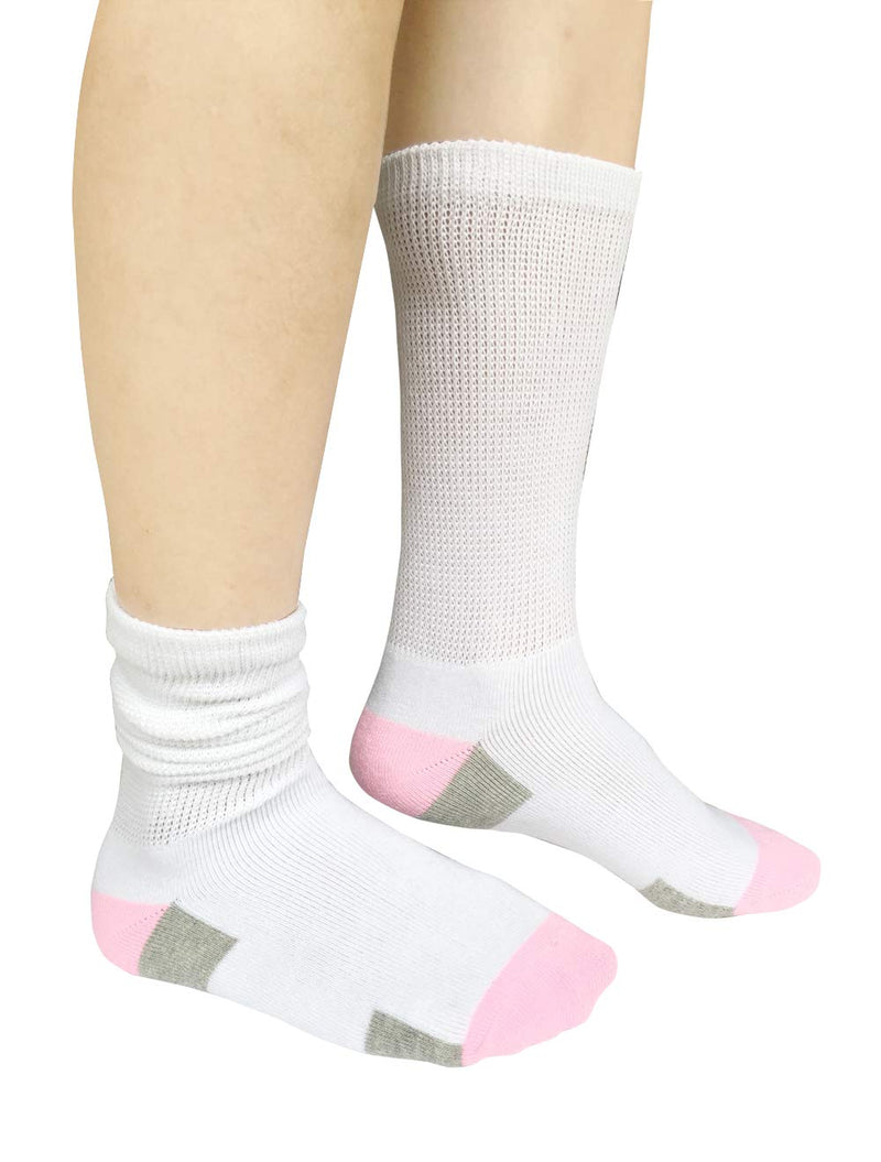 [Australia] - Women Diabetic Socks Non-Binding Wide Top Loose Fitting Medical Hospital Socks for Diabetes Edema Thick Ankle Crew Socks Casual Dress Sox 