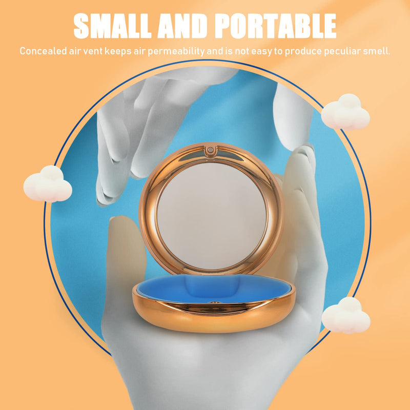 [Australia] - HEALLILY Retainer Case with Mirror Portable Denture Case Aligner Case False Teeth Storage Box for Travel Golden 