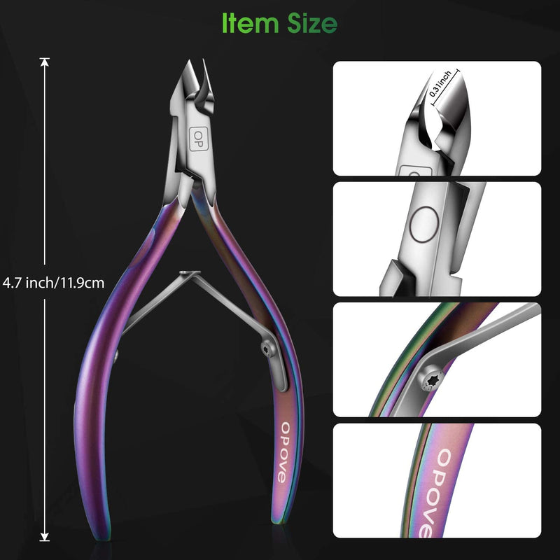 [Australia] - Cuticle Trimmer Cuticle Nippers Clippers Stainless Steel Hangnail Remover Extremely Sharp Cutter Pedicure Manicure Tool, opove X7 Rainbow Gradient 