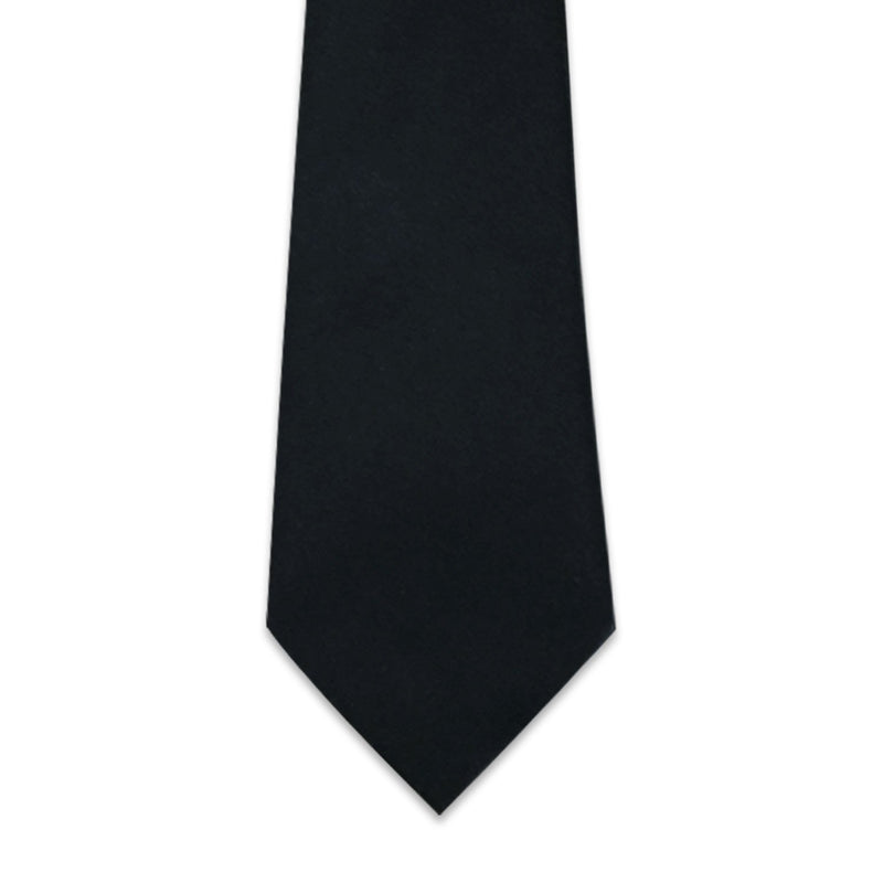 [Australia] - Boys' Solid Color Zipper Tie 15 inch/19 inch Polyester Satin Zipper Neckties by Aurya Black 