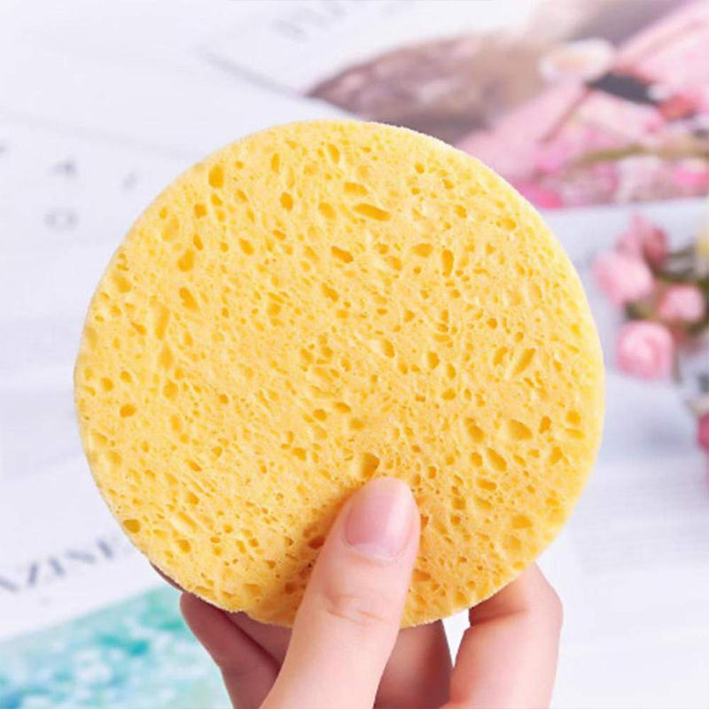 [Australia] - 50 Pcs Facial Sponge Soft Face Cleaner Compress Puff Sponge Facial Wash Pad Exfoliator Cleansing Natural Cellulose Sponge Makeup Remover Tools 