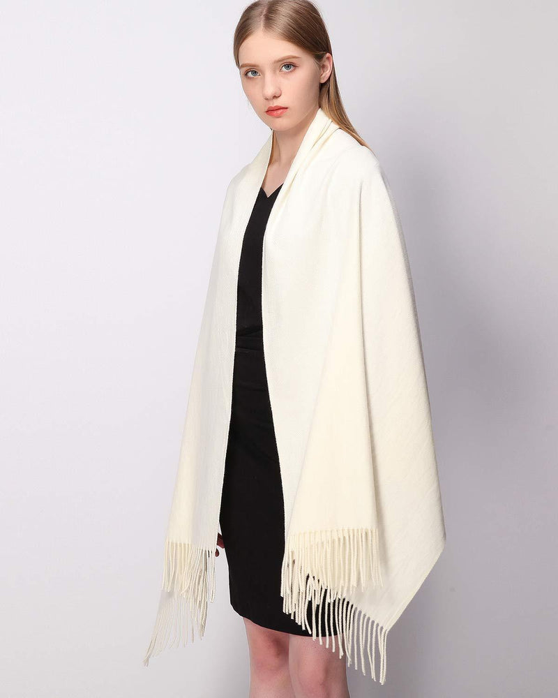 [Australia] - RIIQIICHY Women Scarf Pashmina Shawls and Wraps Wavy Design Warm Winter More Thicker Soft Scarves for Women Ivory 