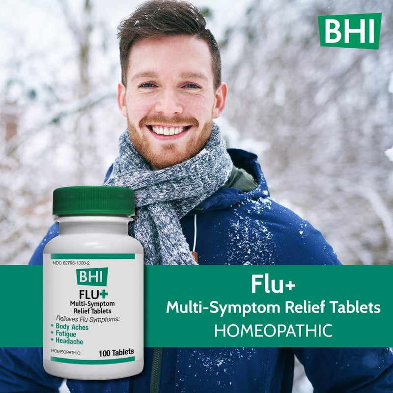 [Australia] - BHI Flu + Cold Multi-Symptom Relief Natural Safe Non-Drowsy Remedy 11 Targeted Homeopathic Active Ingredients for Body Aches, Fatigue, Chills & Headache - 100 Tablets 