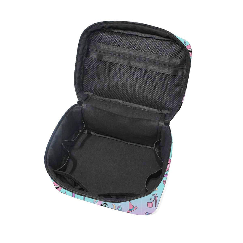 [Australia] - Women Portable Travel Cosmetic Bags Girly Pastel Witch Goth Pattern Mesh Pocket Make Up Bags 