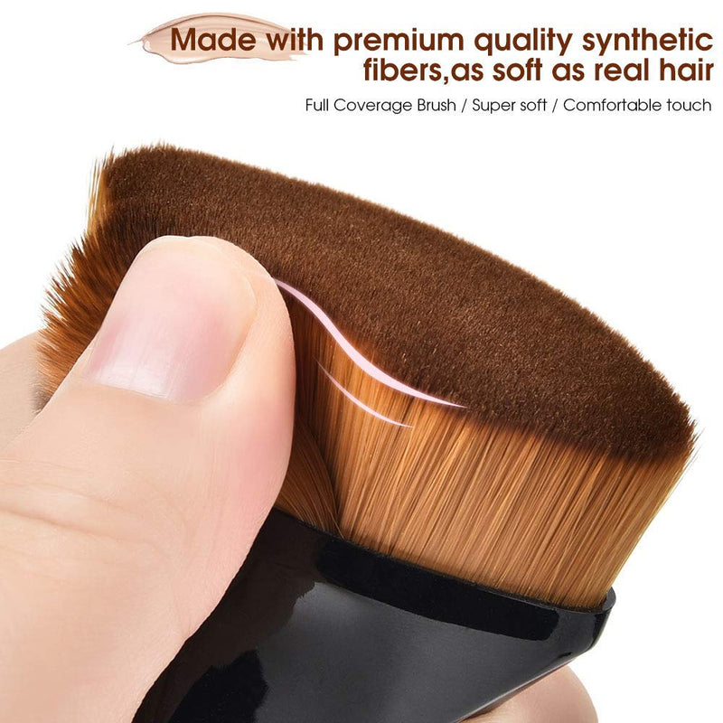 [Australia] - NECOLUCO Women's Foundation Makeup Brush Flat Kabuki Brush for Liquid, Cream and Mineral with Traval Case BlackPink 