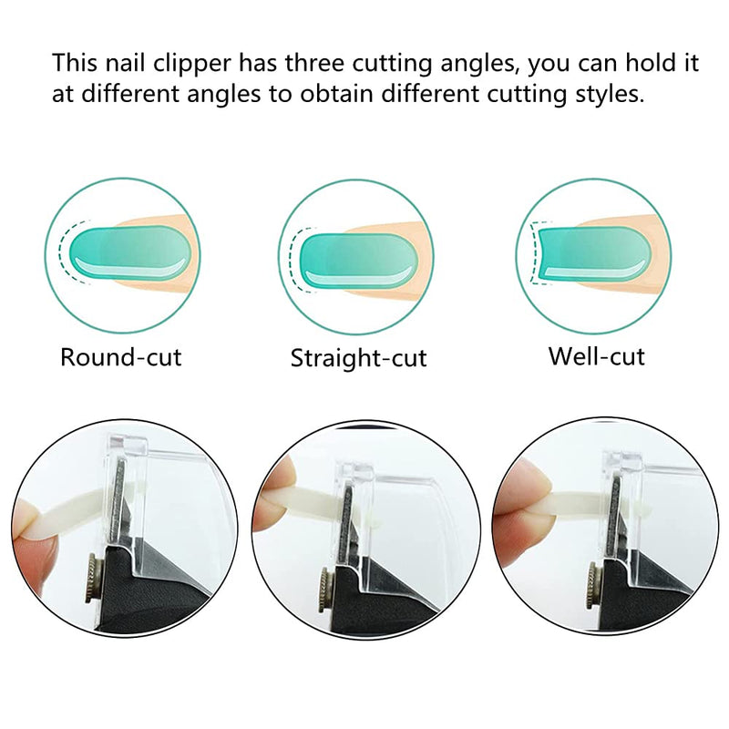 [Australia] - JZF Acrylic Nail Clipper, Professional Adjustable Stainless Steel Artificial Nail Clipper, Gel False Nails Tips Cutter for Nail Art Manicure Tool (Black) Black 