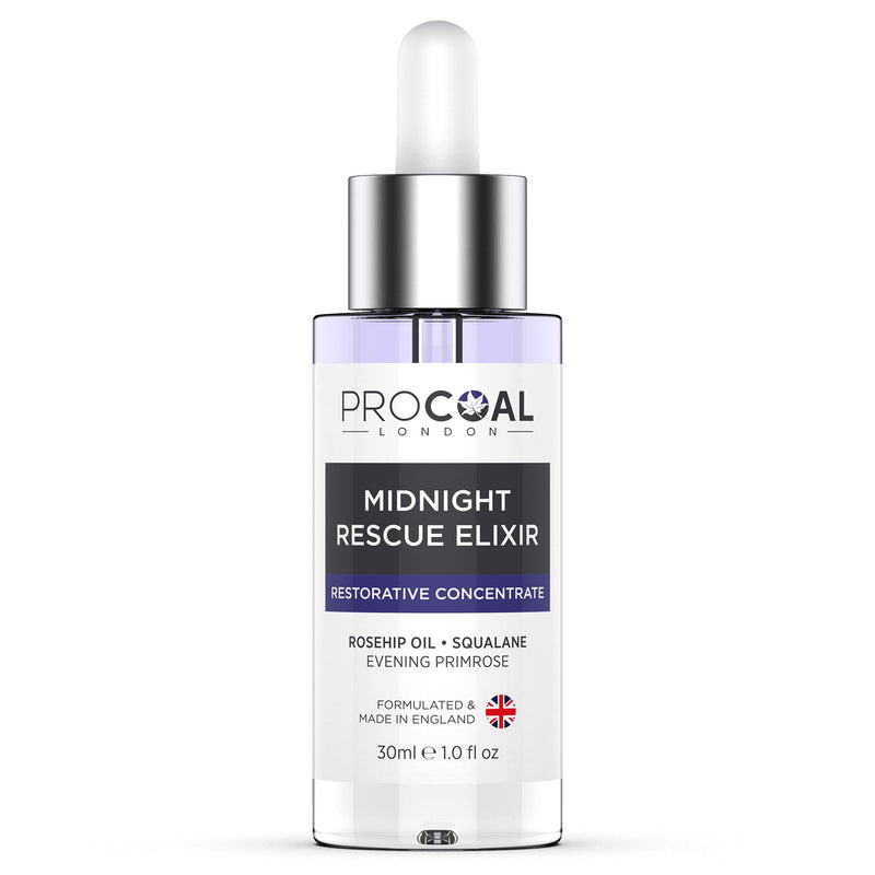 [Australia] - Procoal Midnight Rescue Elixir 30ml - Anti Ageing Face Serum For Soft, Supple, and Glowing Skin, Botanical Face Oil With Rosehip Oil, Evening Primrose & Squalane, Cruelty-Free, Made in UK 