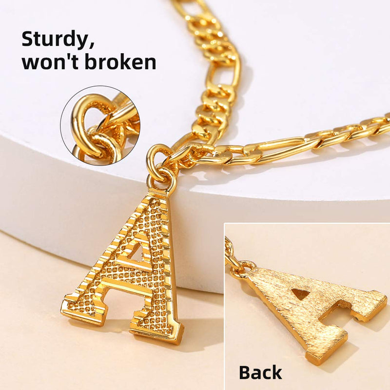 [Australia] - GoldChic Jewelry Anklets with Initials, Personalized Waterproof 4.5MM Wide Resizable 18K Gold Plated Figaro Chain Initial Letter Ankle Bracelets for Women Summer Jewelry, 22-27cm Length N no personalization 