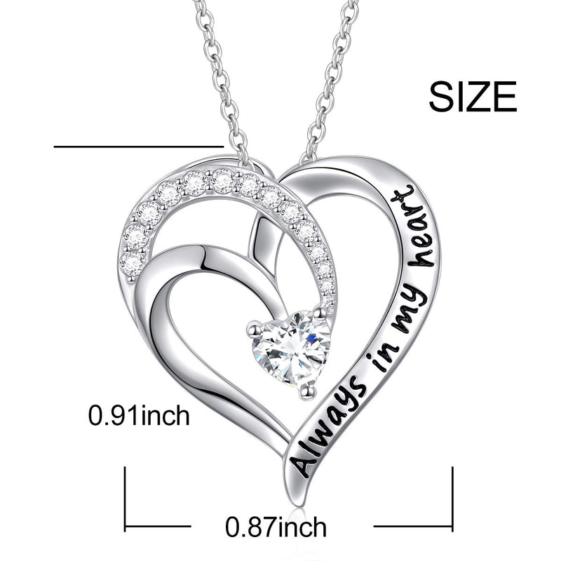 [Australia] - YinShan S925 Sterling Silver Necklace for Women Girls Jewelry Engraved Always in My Heart Pendant Necklaces Girlfriend, Mother Birthday 