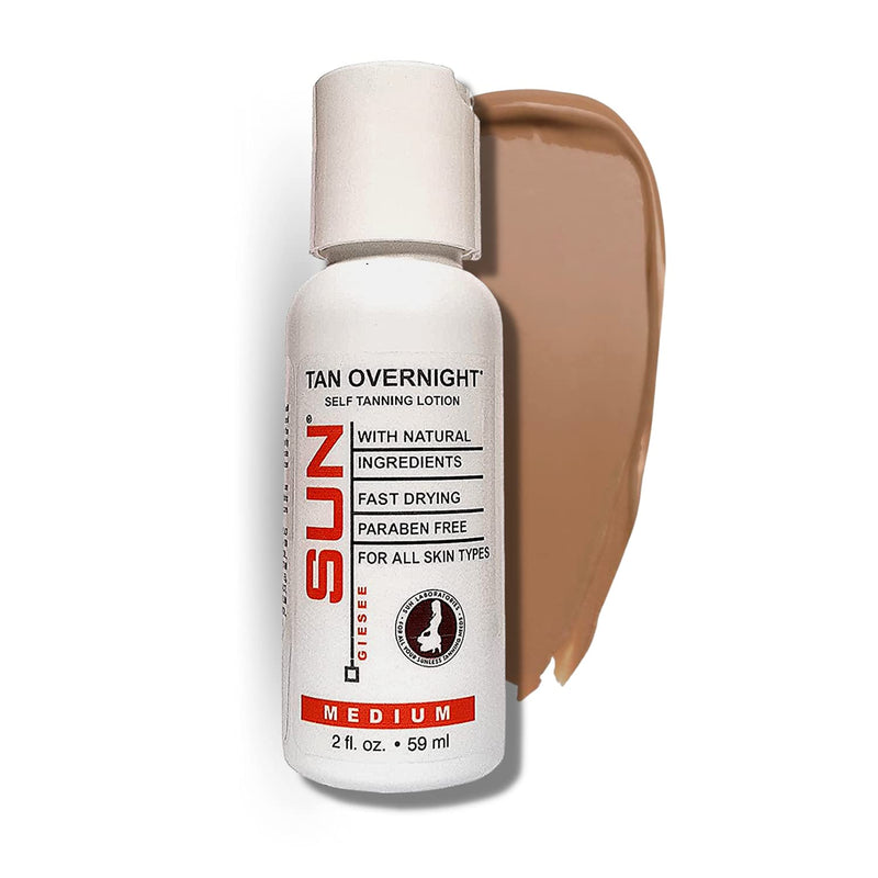 [Australia] - Travel Size Self Tan Mini 2 oz Bottle | Self Tanner | Sunless Tanning Lotion Tan Overnight Instant Tint Face and Body Lotion for Bronzing by Sun Labs 2 Fl Oz Medium 