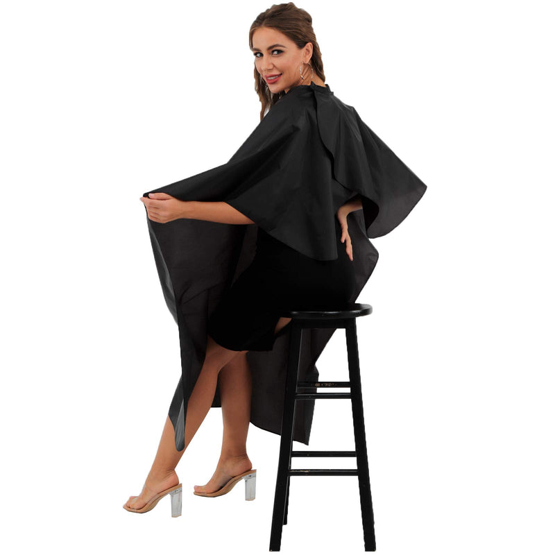 [Australia] - Black Waterproof Hair Salon Cape Professional Barber Cape with Metal Snap Closure Hair Cutting Cape for Adults Water Resistant Hairdressing Cape 59" x 47" (Pack of 3) Pack of 3 