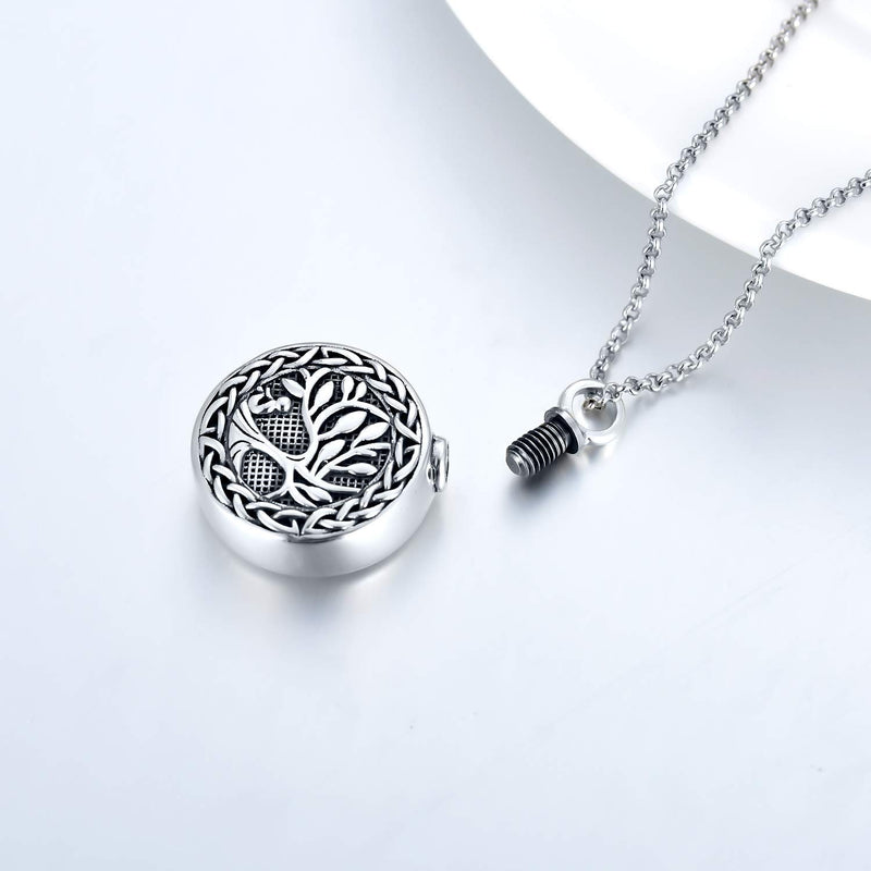 [Australia] - PROESS Tree of Life Necklace-Cremation Necklace for Ashes Sterling Silver Family Tree Pendant Urn Necklace Keepsake Jewelry for Human Ashes for Men Boys 