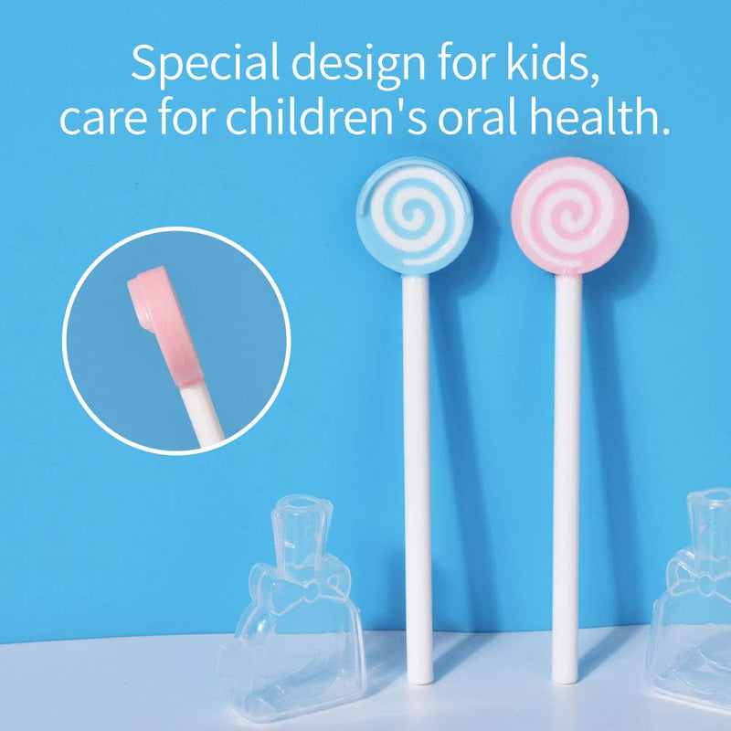 [Australia] - Kids Tongue Cleaner Brush -Lollipop Shape Tongue Scraper for Toddler Children Pink,Sky Blue (2 Packs) 2 Packs 