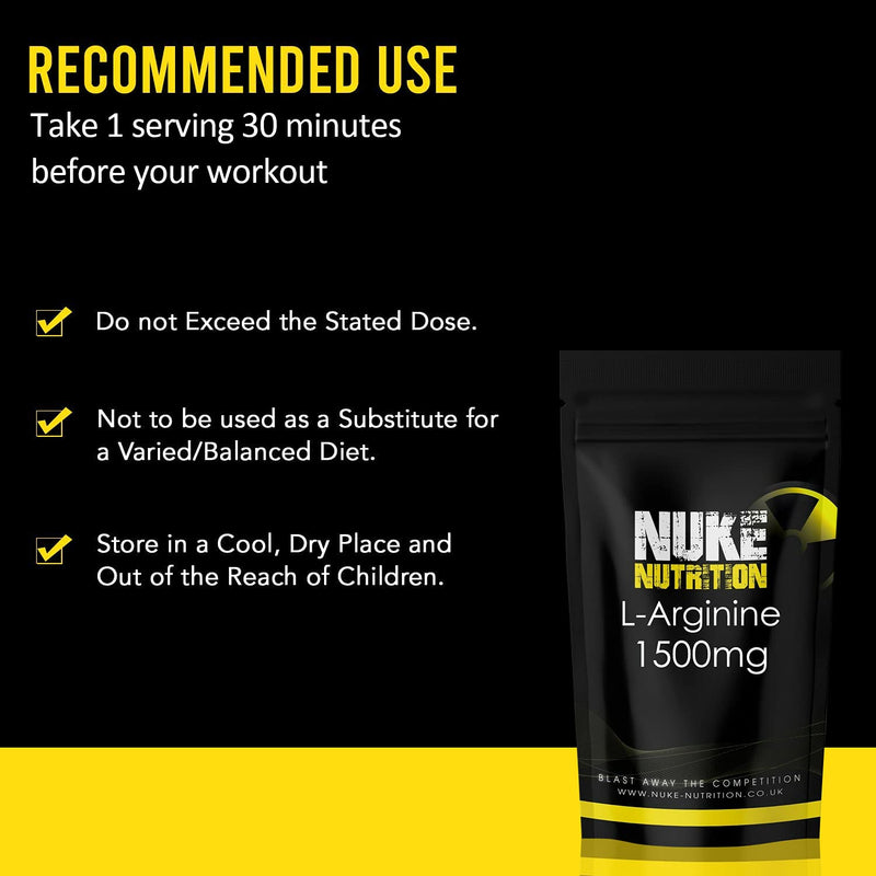 [Australia] - Nuke Nutrition L Arginine Capsules 1500mg - 60 Capsules - Nitric Oxide Supplement for Men & Women to Improve Muscle Strength, Endurance & Mass - Nutritional Pre Workout - Nitric Acid Pills for Energy 60 Count (Pack of 1) 