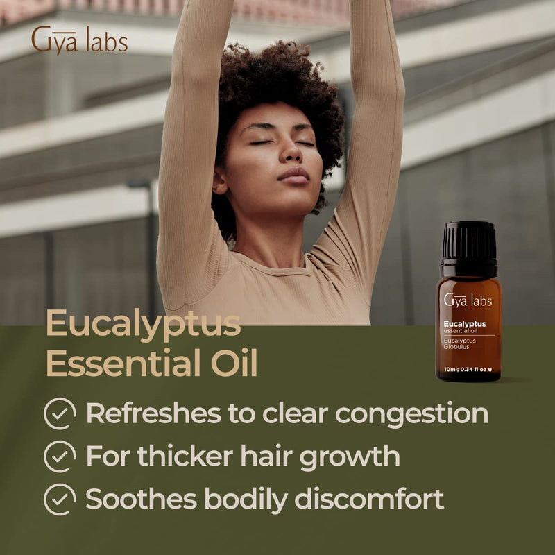 [Australia] - Gya Labs Eucalyptus Essential Oil - 100% Pure and Natural Eucalyptus Oil - Eucalyptus Oil for Diffuser, Fresh, Minty & Relieving Scent (10ml) 10 ml (Pack of 1) 