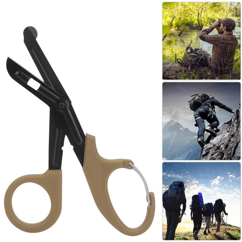 [Australia] - Titanium Bandage Shears Scissors 19cm , EMT and Trauma Shears, Bent Stealth Black Coated for Nurses, Students, Emergency Room (Brown) Brown 