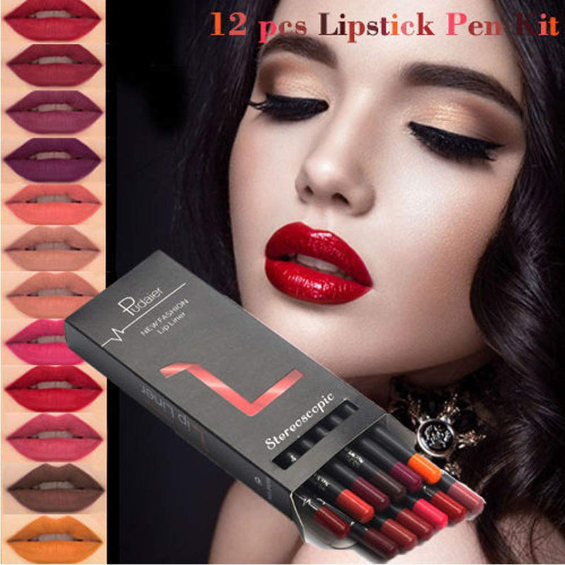 [Australia] - TEEROVA 12 Colors Lip Liner Pencil Matte Mist Waterproof Long Lasting Lipstick Lip Liner Set 