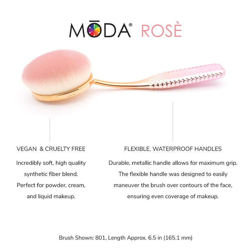 [Australia] - MODA Royal & Langnickel Full Size Metallic Face Perfecting 4pc Oval Makeup Brush Set, Includes - Foundation, Contour, Detail Contour, and Concealer, Metallic Rose`, MSET-FPK3 