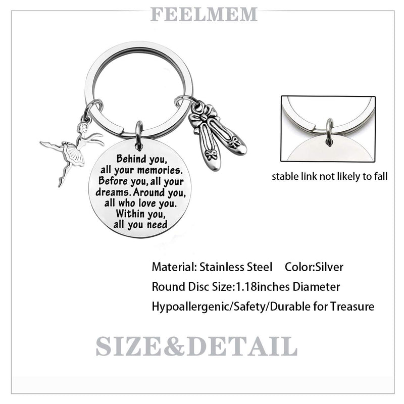 [Australia] - FEELMEM Ballet Dancing Gifts Dance Class Dancer Gift Dance Recitals Gift Behind You All Memories Before You All Your Dream Keychain Girl Dance Jewelry Dancer Graduation Gifts Ballet Dancing Keychain 