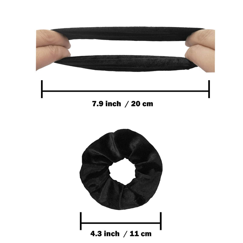 [Australia] - VENUSTE Black Scrunchies for Women, Premium Velvet Scrunchy for Hair, Elastic Thick Bands, Soft Ropes Ponytail Holder Hair Accessories, 12 Pack 