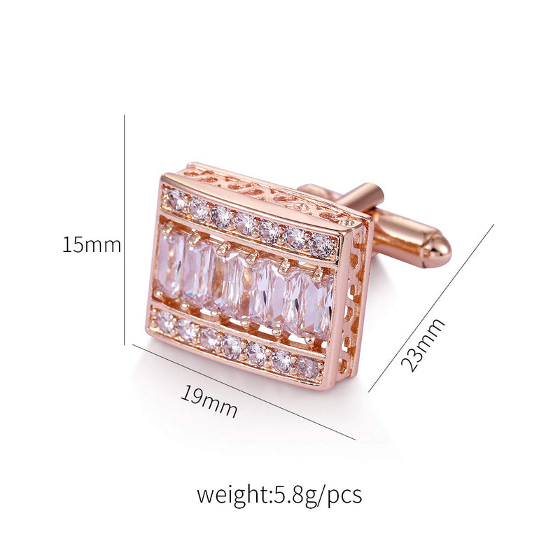 [Australia] - WeimanJewelry Cubic Zirconias CZ Classic Cufflinks for Men Wedding Business Shirts Rose Gold 1 